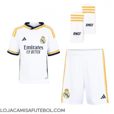 Camisa de Futebol Real Madrid Rodrygo Goes #11 Equipamento Principal Infantil 2023-24 Manga Curta (+ Calças curtas)